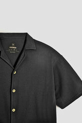 Cotton Pique Resort Collar Shirt - Nordic Coal